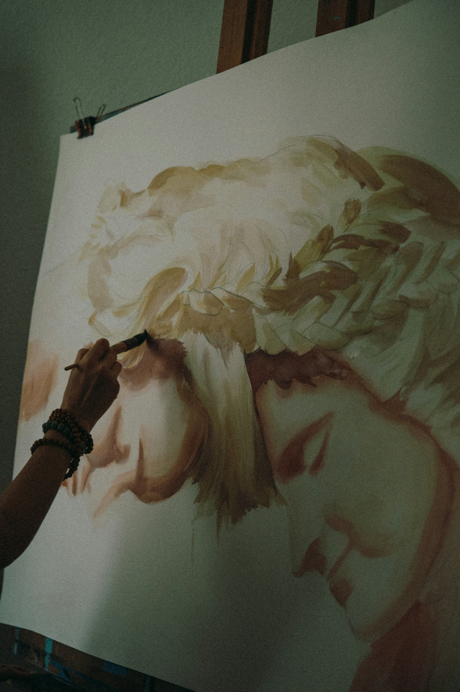 An artist painting a portrait